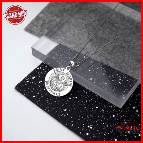 Sterling Silver Saint Martin De Porres Religious Medal Pendant Dime Size - Picture 6 of 7